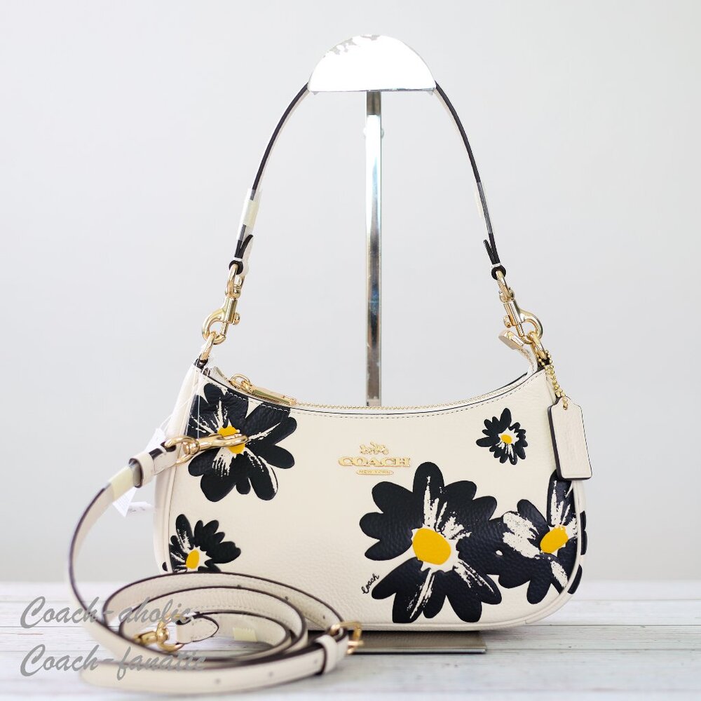 Coach Cream and Black Floral Shoulder Bag